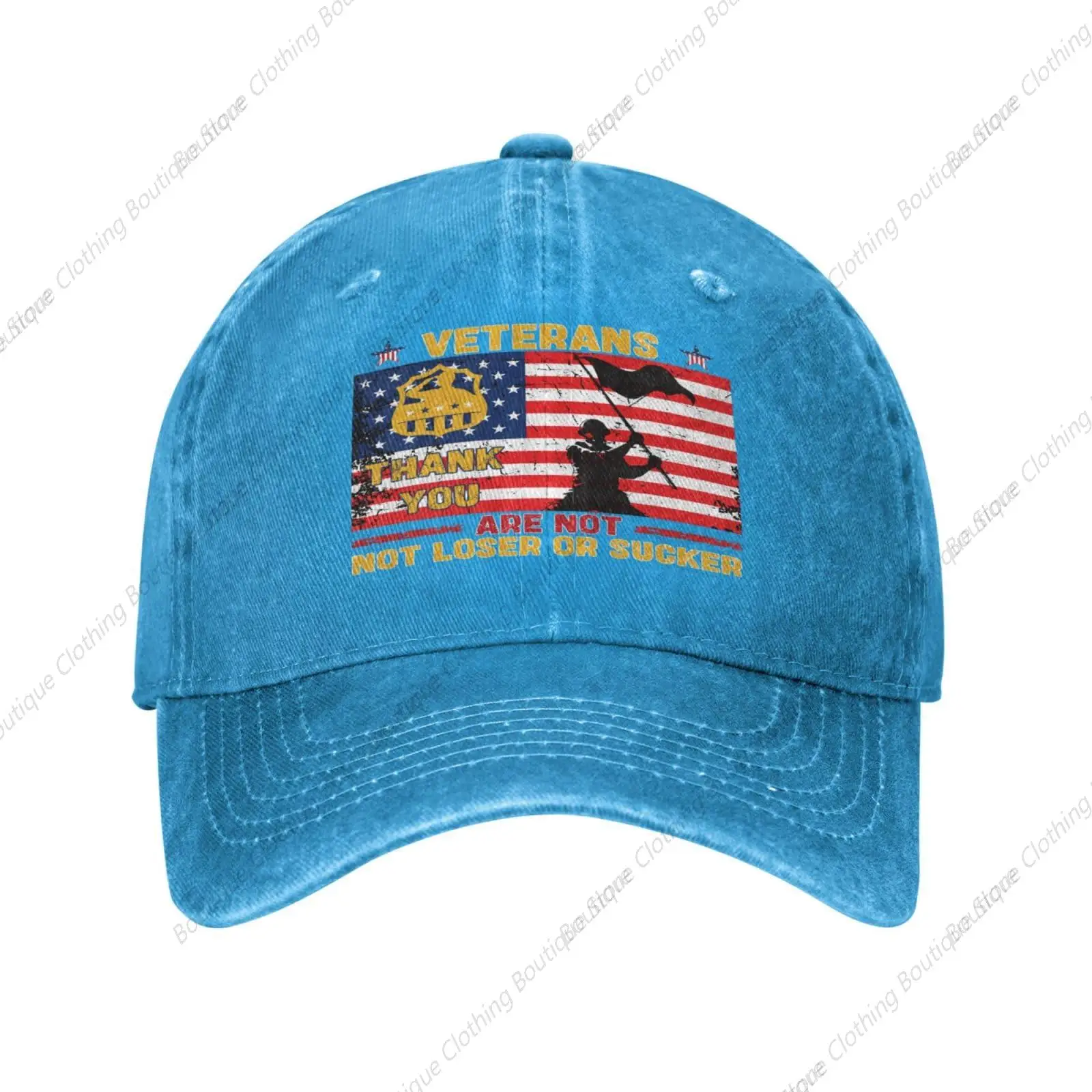 

Veterans are Not Loser Or Sucker Hat Thank You Veterans Day Hat Women Men Washed Baseball Cap Funny Trucker Hat Blue