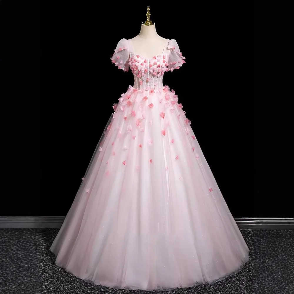 Vestido de baile personalizado, vestidos quinceanera, apliques de tule, renda, costas, baile, festa de aniversário, ocasião formal