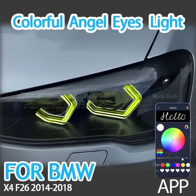 

for BMW X4 F26 2014-2018 xDrive20i xDrive28i 35i xDrive20d 30d 35d multi-colored Ring Angel Eyes RGB M4 Style LED App control