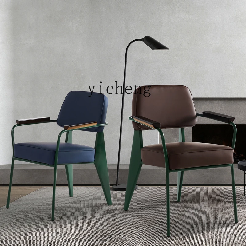 ZZ ZK Industrial Style Dining Chair Coffee Shop Restaurant Soft Cushion Backrest Leisure Bar Iron Chair