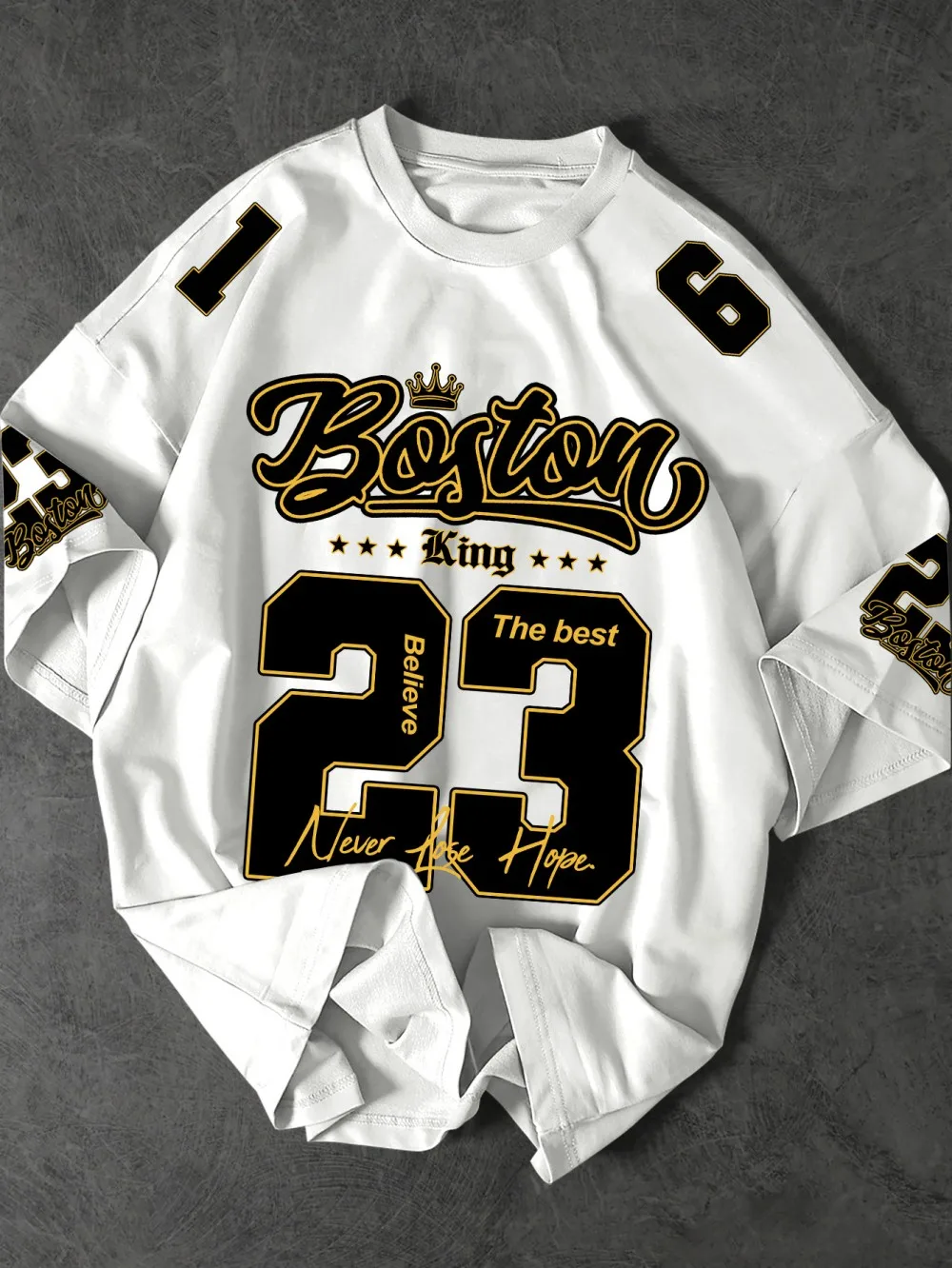 Fashionable American Men's Summer Training Boston Letter Printed Soft Breathable Round Neck T-shirt Outdoor Urban Sports Top