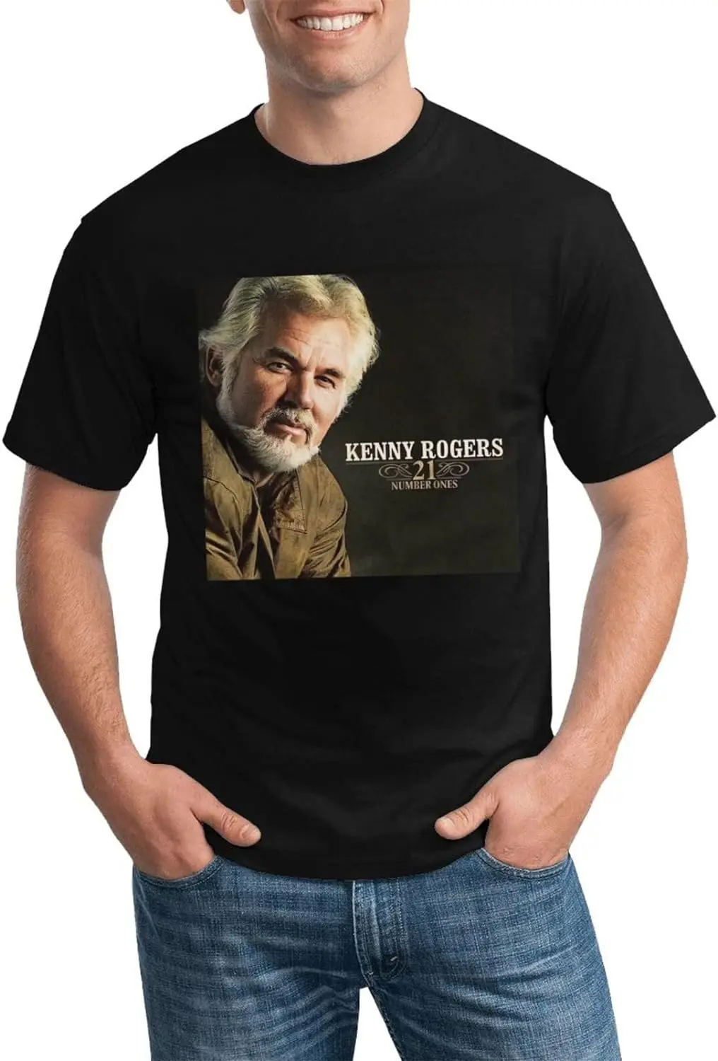 Kenny Music Rogers Shirt Men's Personalised Short Sleeve T Shirt Fashion Graphic Tees Cool Tops Black