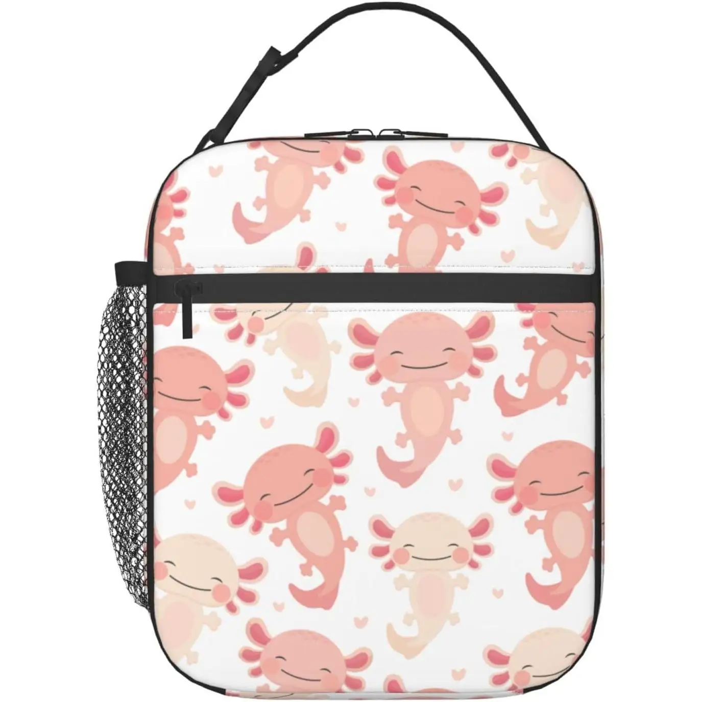 Axolotl-fiambrera con estampado, bolsa de almuerzo reutilizable térmica con aislamiento, bolsas más frescas para hombres, trabajo, oficina, Picnic, senderismo