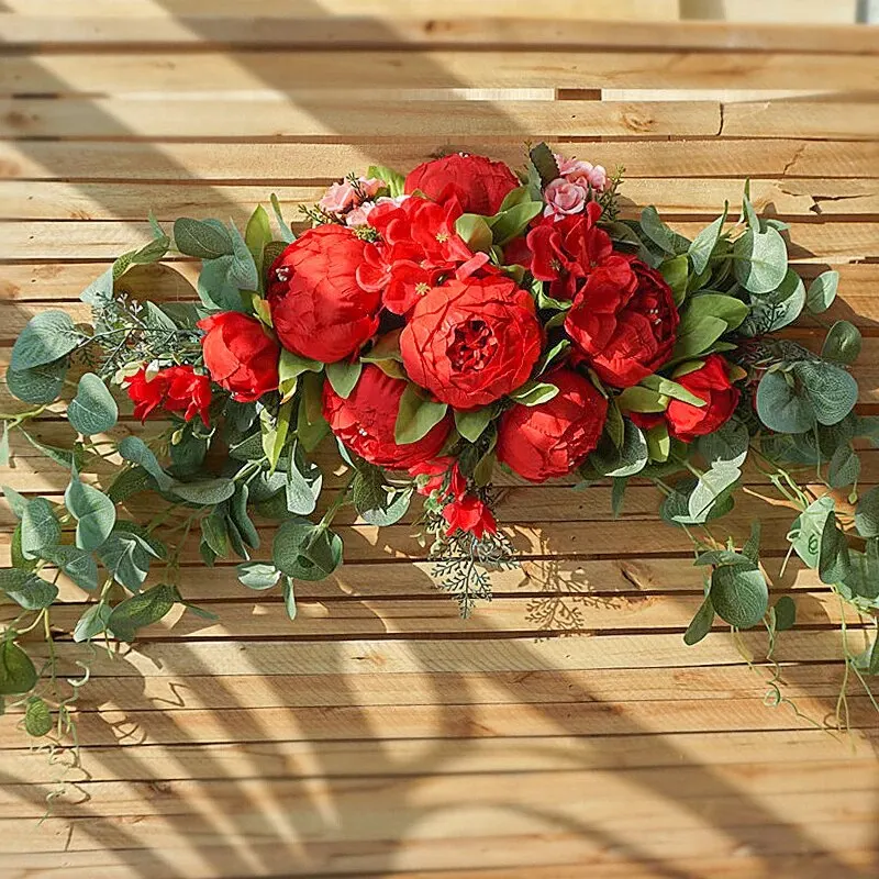 زهرة الفاوانيا الاصطناعية DIY ، إكليل الزهور الاصطناعي ، زهرة حفل الزفاف ، ترتيب الجدار ، مكان المنزل ، الغرفة وقوس عيد الميلاد