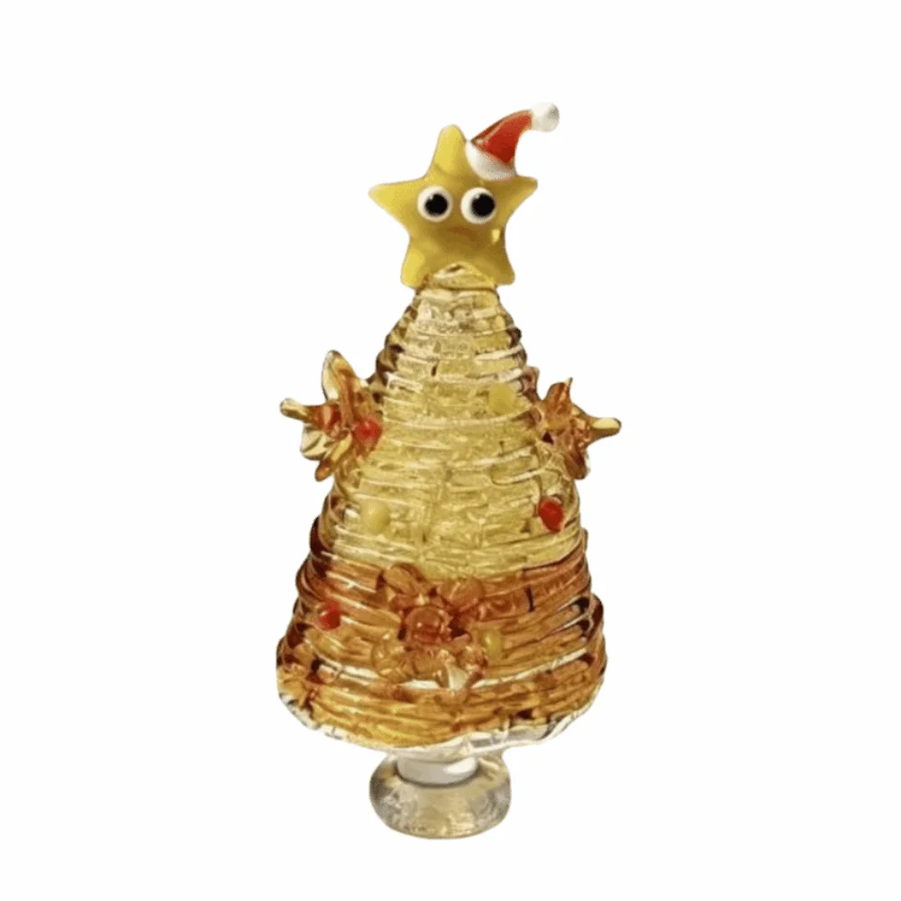 Home Decor Crystal Christmas Tree Handmade Brushed Glass Christmas Tree Figurines Crafts Table Ornaments Christmas Decoration