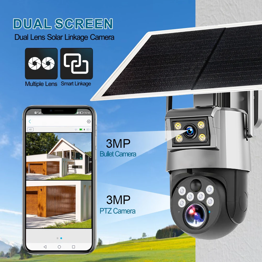 Ubox 6MP 10X زووم بصري 4G بطاقة Sim كاميرا لاسلكية PTZ تعمل بالطاقة الشمسية للمزرعة في الهواء الطلق IP66 Ptz الربط تتبع الإنسان #3