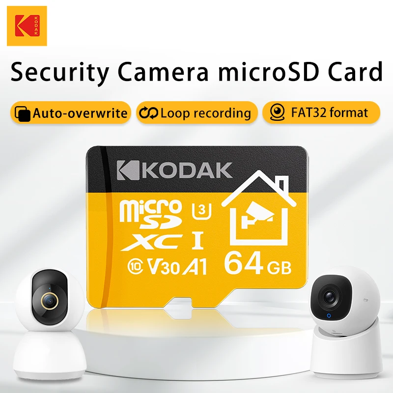 

Высокопрочная карта Micro SD Kodak KI330 для камеры безопасности и видеорегистратора 64G 128G 256G U3 V30, карта памяти TF для наблюдения
