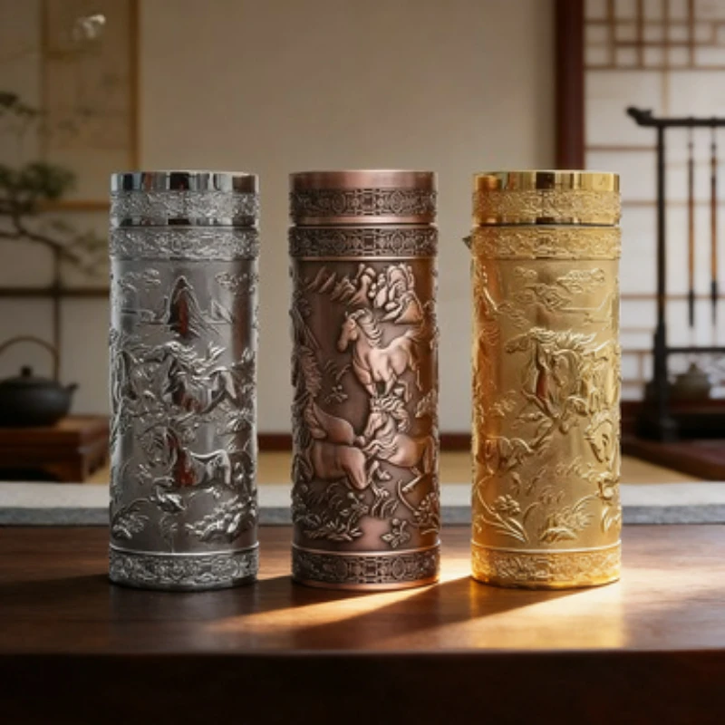 Bronze Silver Cup Relief Thousand Foot Silver Cup Horse to Success Insulated Cup  Business Gift