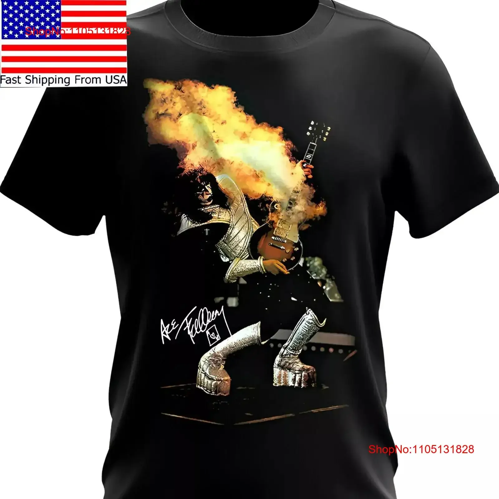 تي شيرت ايس فريلي عازف الجيتار كلاسيكي أسود S 5XL JU416 عتيق مغسول أنيق ناعم مصمم ملابس جرافيك أوم #1