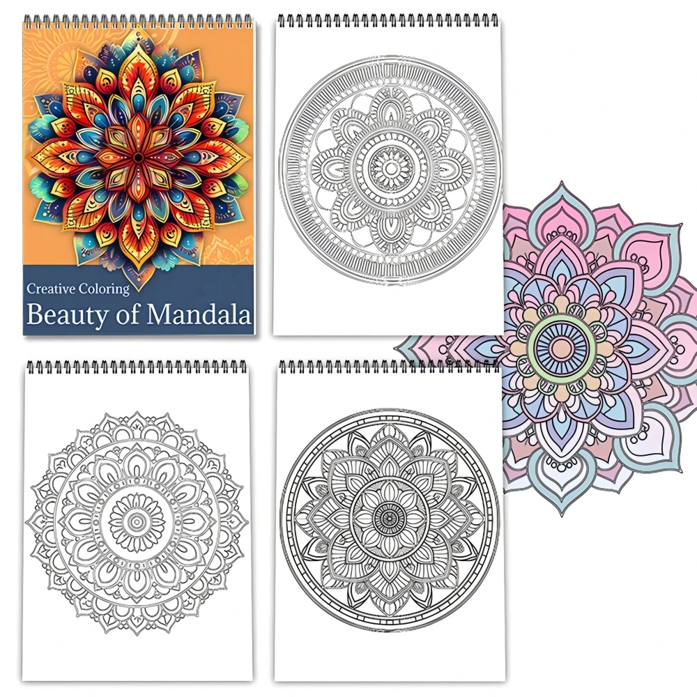 ルールマンダラぬり絵ブック大人用片面印刷24ページ、不安やうつを和らげる大人のための手作りアート