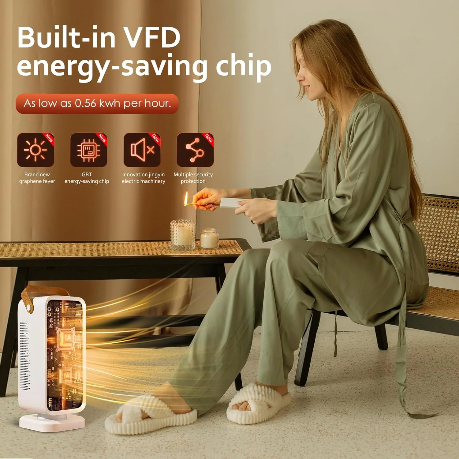 Space Heater,1500W Space Heaters for Indoor Use Large Room, Portable Mini Desk Ceramic Heater,Overheating Protection,Anti tippin