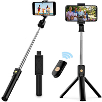 K07 Wireless Selfie Stick Tripod Stand Bluetooth Remote Extendable Tripod For iPhone Mobile Phone Video Live Streaming Fill Lamp