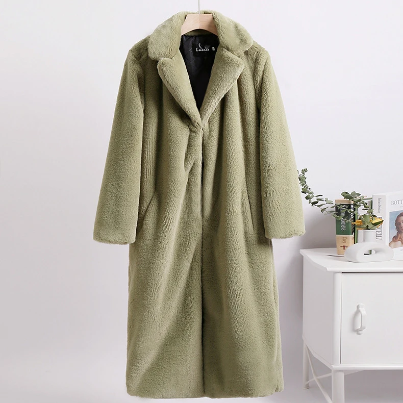 2023 New Women Winter Warm Faux Fur Coat 5XL Thick Women Long Coat Hooded Women Velvet Long Coat 3XL Casaco Feminino