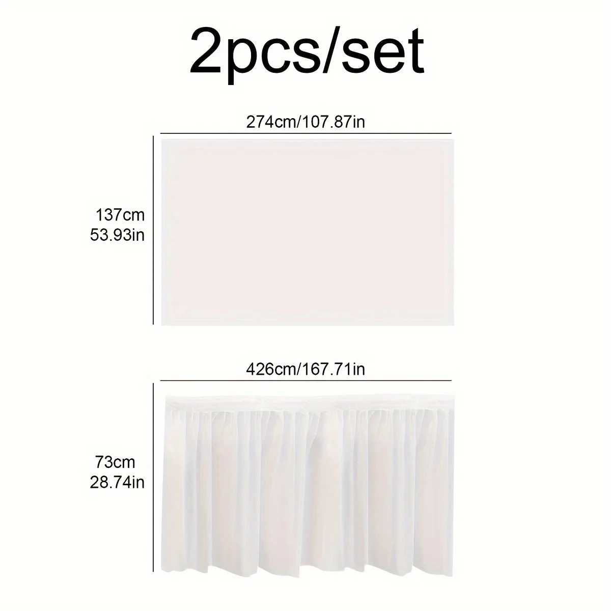 2pcs/set Disposable Paper Tablecloth Skirt Set Rectangular Table Cover And Table Skirt Party Supplies For Events Decoration