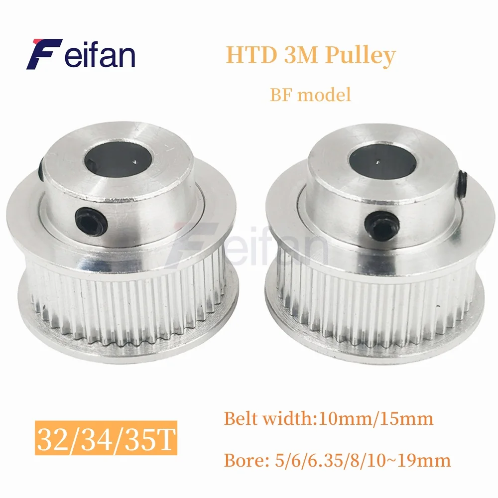 

HTD 3M BF Type 32/34/35 Tooth Timing Belt Pulley Synchronous Wheel Aperture 4/5/6/6.35/8/10~19mm Suitable For Belt Width 10/15mm