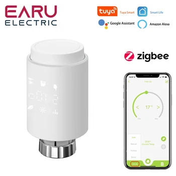Tuya ZigBee 스마트 라디에이터 액추에이터 TRV 프로그래밍 가능한 온도 조절 라디에이터 밸브 App 원격 온도 컨트롤러 지원 Alexa