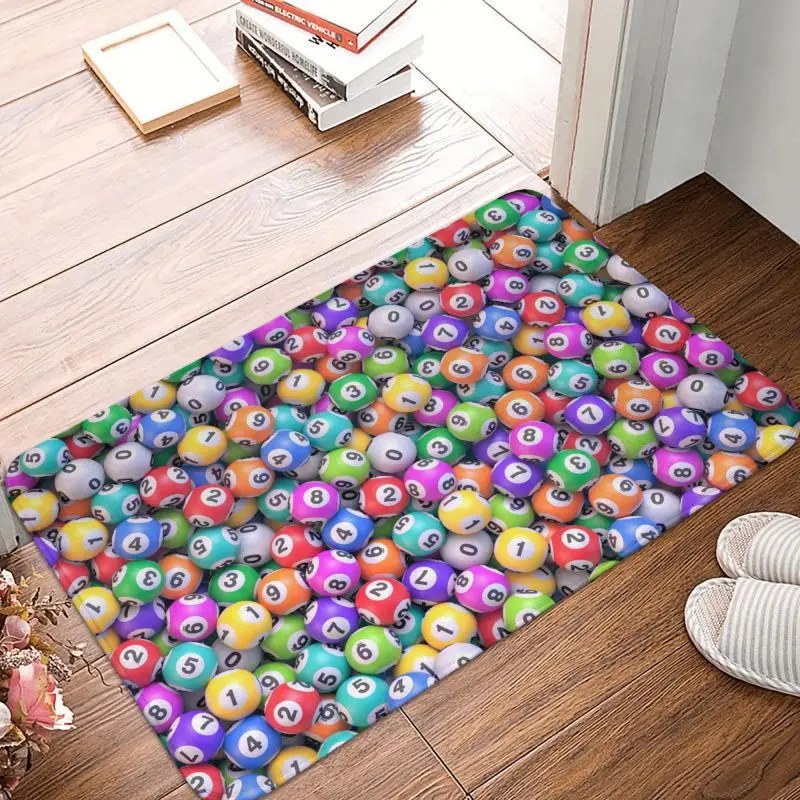 Custom Bingo Balls Pattern Front Door Mat Anti-Slip Indoor Absorbent Doormat Living Room Entrance Rug Carpet