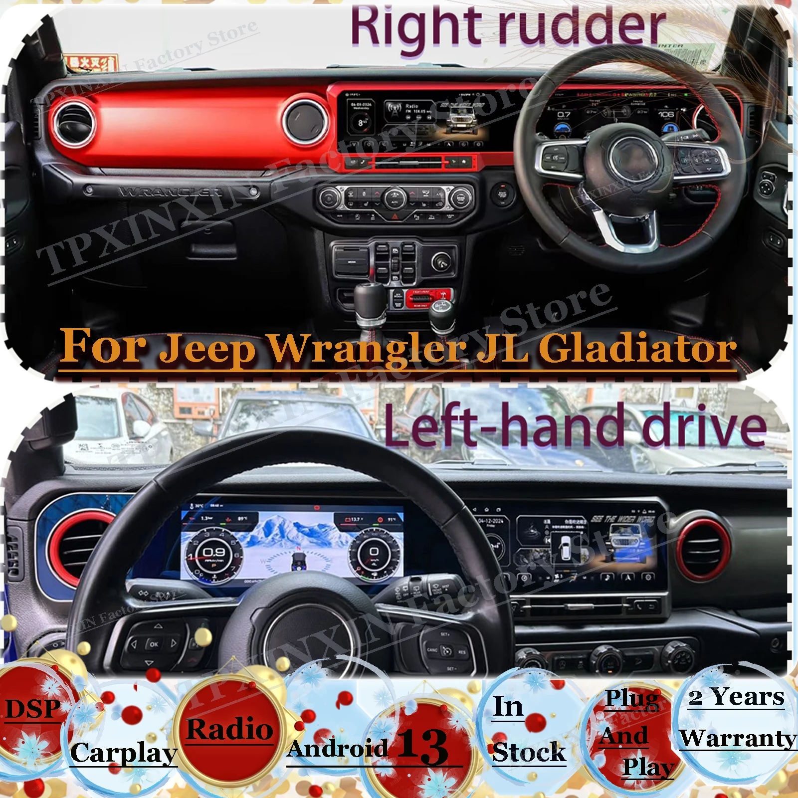 Carplay Android 13 Screen Radio Receiver For Jeep Wrangler JL Gladiator CAR GPS Navigation Automotive Multimedia BT5.0 Head Unit