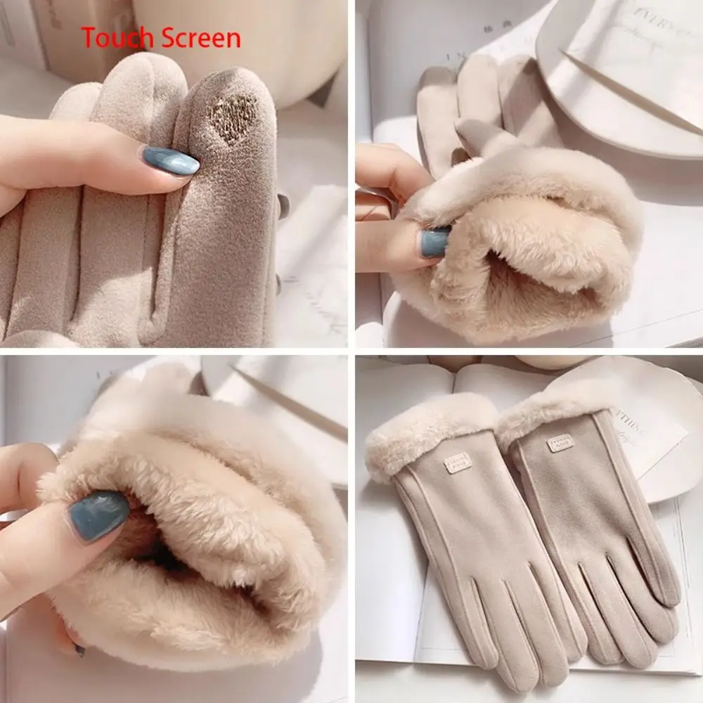 Niedliche Samt-Plüschhandschuhe, weiche, winddichte Winterhandschuhe, warme, dicke Damen-Fäustlinge für den Außenbereich