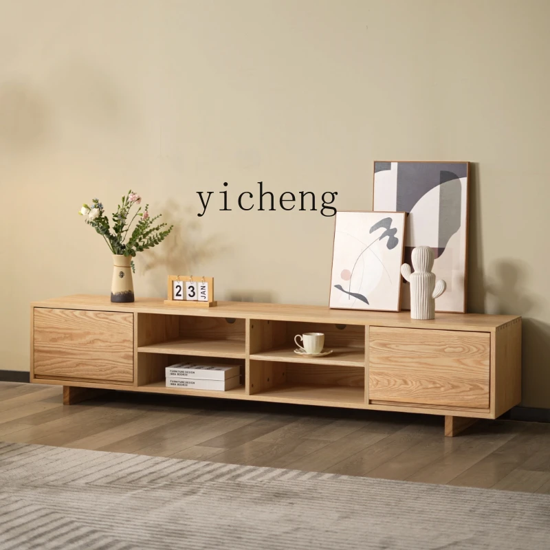 

ZZ Log Modern Minimalist Solid Wood TV Cabinet Ash Wood Small Apartment Living Room Locker