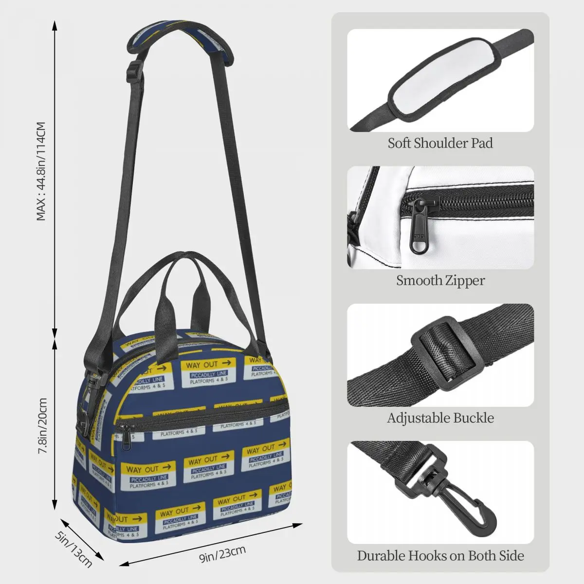 London Underground Way Out Sign Insulated Lunch Bag for School Picnic Storage Food Boxes Portable Cooler Thermal Lunch Box Tote view 3