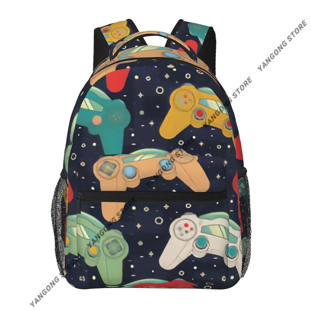Teenager Bookbag Backpack Travel Bag Retro Video Game Controller Pattern Backpack For Laptop School Bags