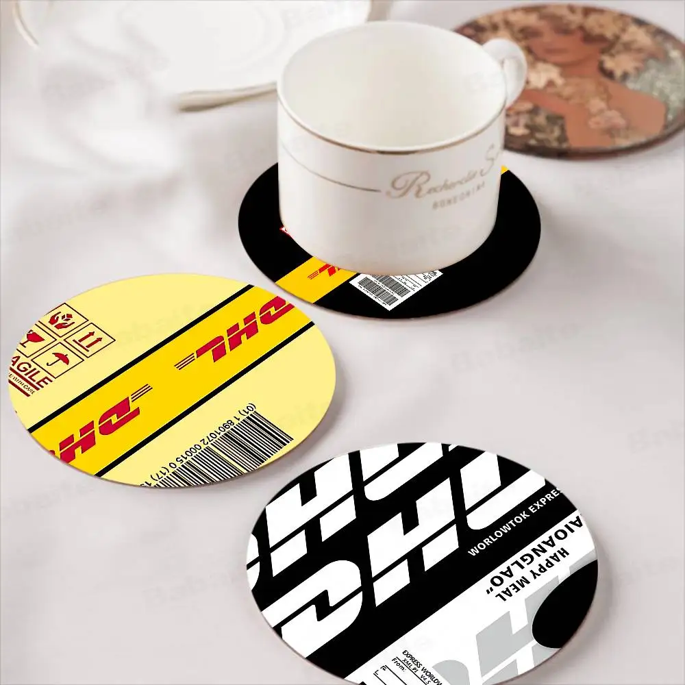 D-DHL Hot Express 50th Anniversary Wooden Coaster Coffee Teacup Decoration Coffee Shop Beverage Shop Restaurant Cafe Decoration