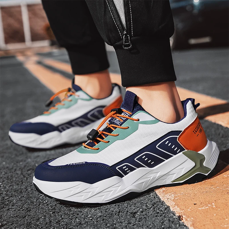 

Модная цветная модная удобная новая износостойкая дышащая мужская популярная спортивная обувь для бега на толстой подошве