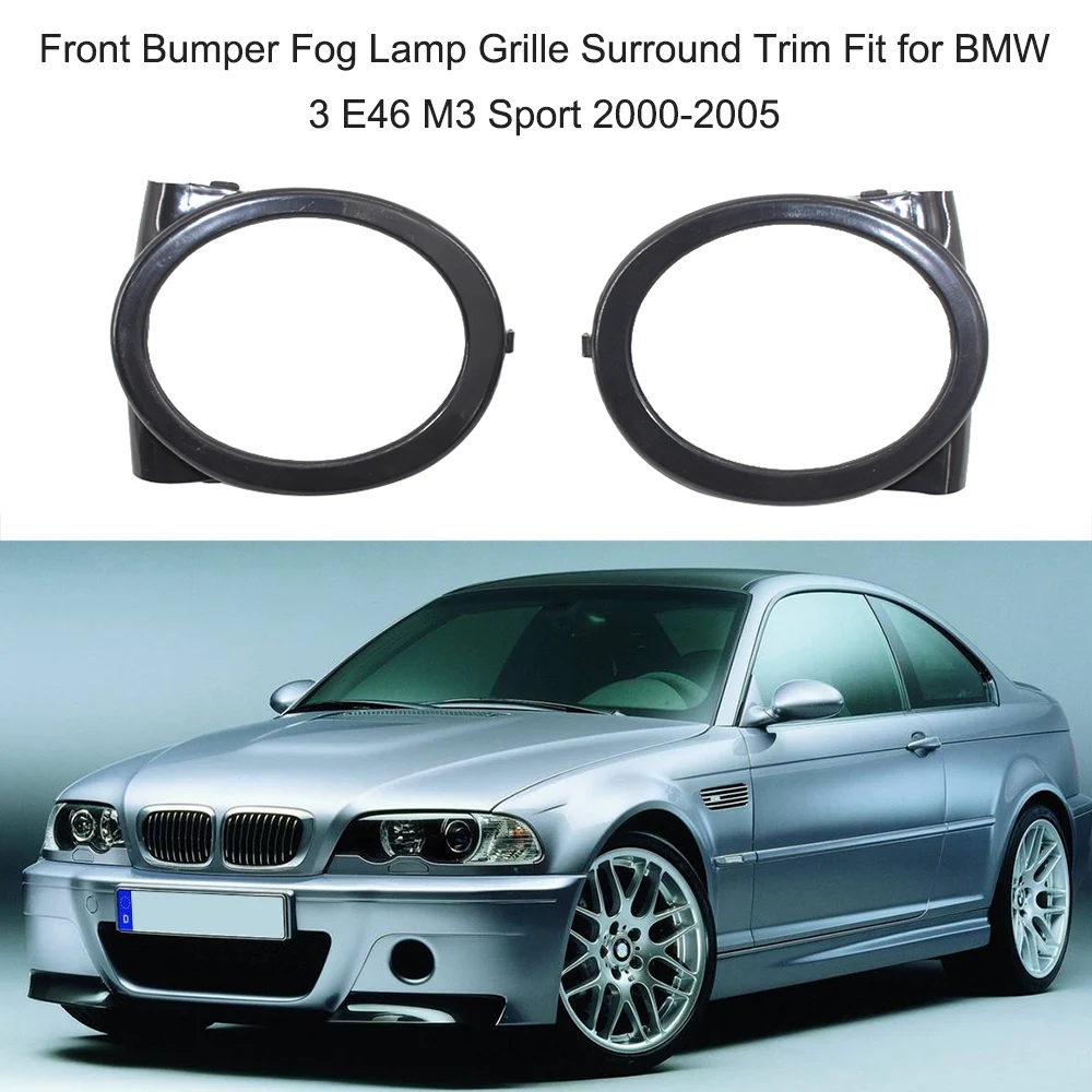 Front Bumper Fog Light Ring Cover Lamp Grille Surround Trim Replacement for BMW 3 E46 M3 Sport 2000-2005