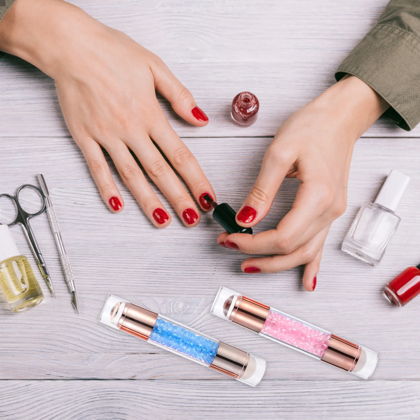 2pcs Double Headed Small Seal Transparent Milky White Electric Plating Drills Nail Tools Manicure Stamper Nail Seal DIY Tool