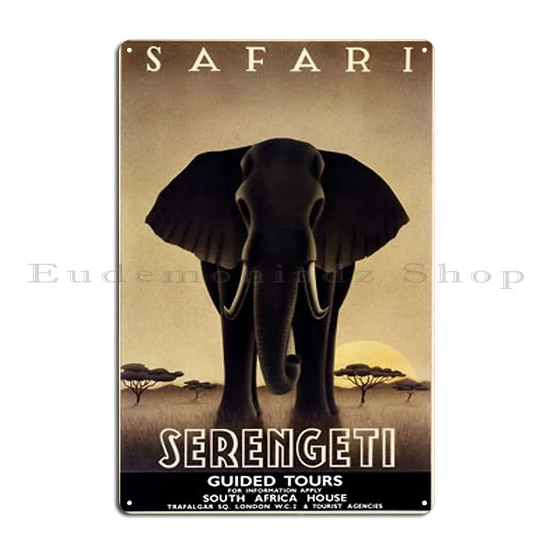 Vintage Travel Poster Serengeti Tanzania Safari Metal Sign Painting Personalized Living Room Club Bar Garage Tin Sign Poster