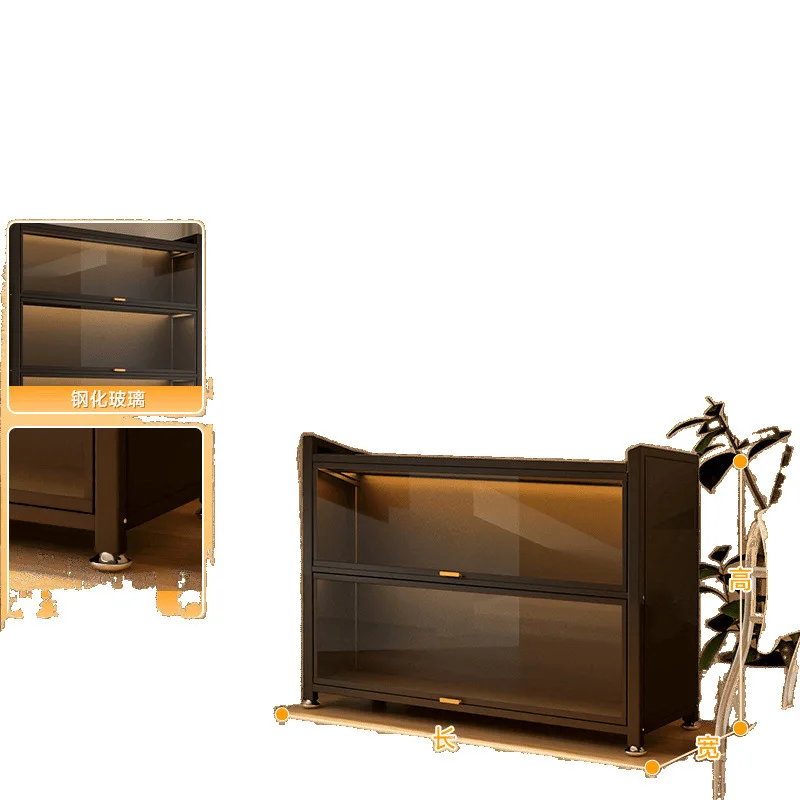 

Household display glass door iron cabinet millet model storage cabinet