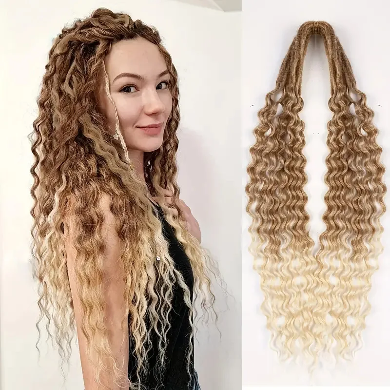 Synthetic Double Curly Ended Dreadlock Extensions Wig for Cosplay Party Daily Wear Braided Fiber Hair