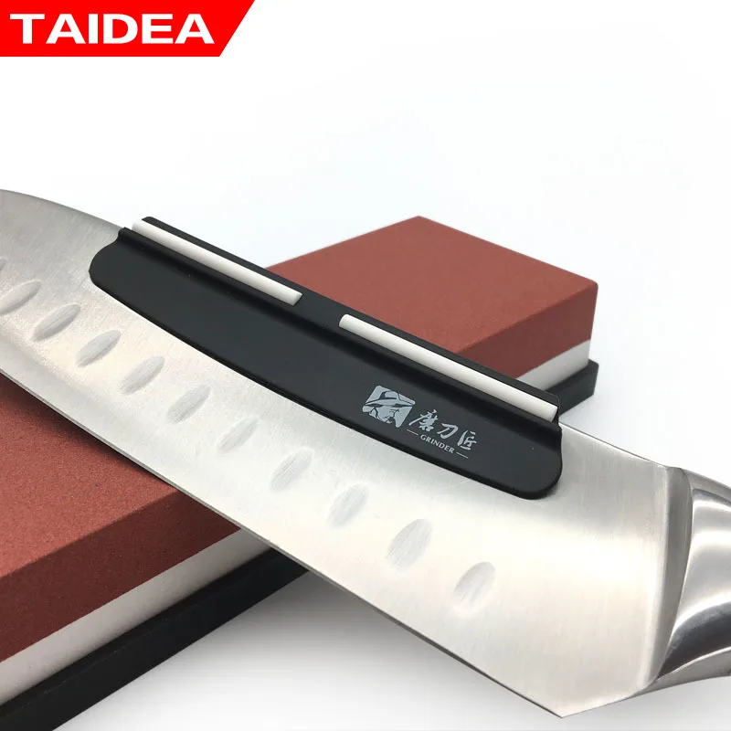 TAIDEA Whetstone Double sided sharpening stone Angle guide knife sharpener Kitchen sharpening system 180-8000# White alundum