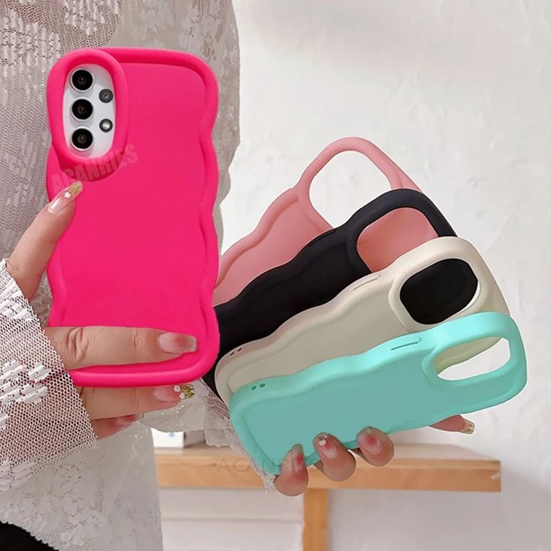 A 53 32 33 53 23 Cute Candy Wavy Silicone Case For Samsung Galaxy A52 A32 A13 A23 A33 A53 A73 4g 5g A12 A21s A51 Soft Back Cover