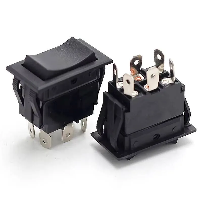 15A 250VAC KCD2 Off On Auto Car Electric IP40 Plastic Black Snap 3 Position 230V 6 Pin Rocker Switch