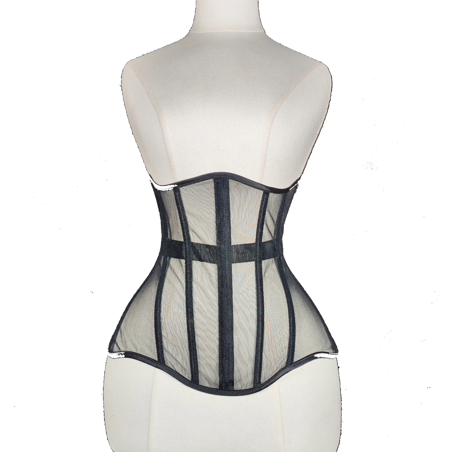 

Women Corset Bustier Underbust Mesh Steel Boned Waist Trainer Bodice Lace Up Body Shaper Tight Tops Belt