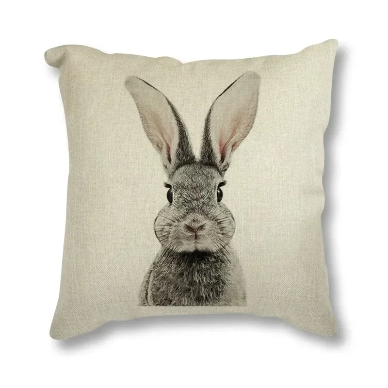 Animal Rabbit Deer Flower Crown Nursery Printed Decorative Cushion Cover Pillow Case Nordic Cushion Cover Sofa Car Decoration