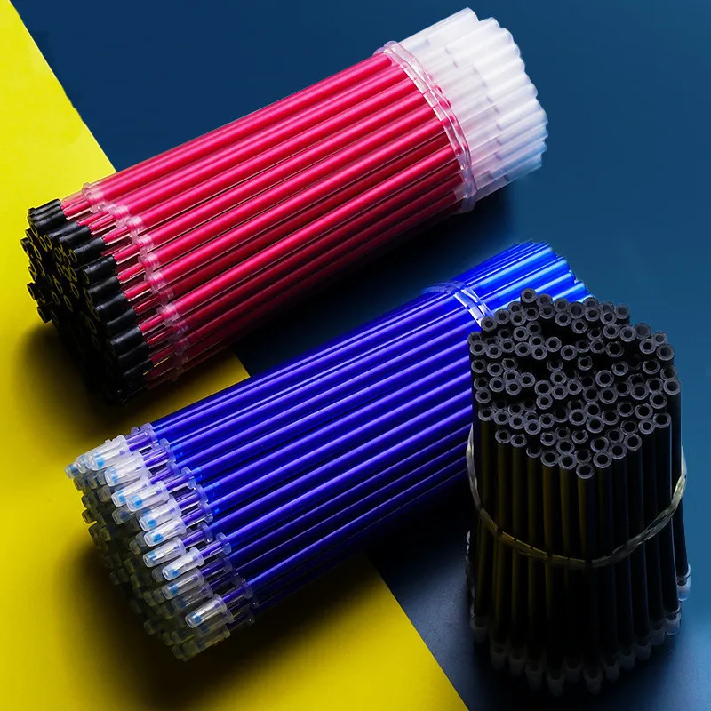 50 pz/set 0.5mm penna Gel penna cancellabile asta di ricarica Set blu nero inchiostro Shool manico lavabile forniture di cancelleria per la scrittura