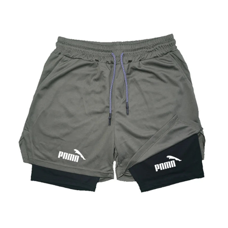 Summer 2026 breathable 2-in-1 double-layer shorts men's elastic compression shorts quick drying multifunctional shorts