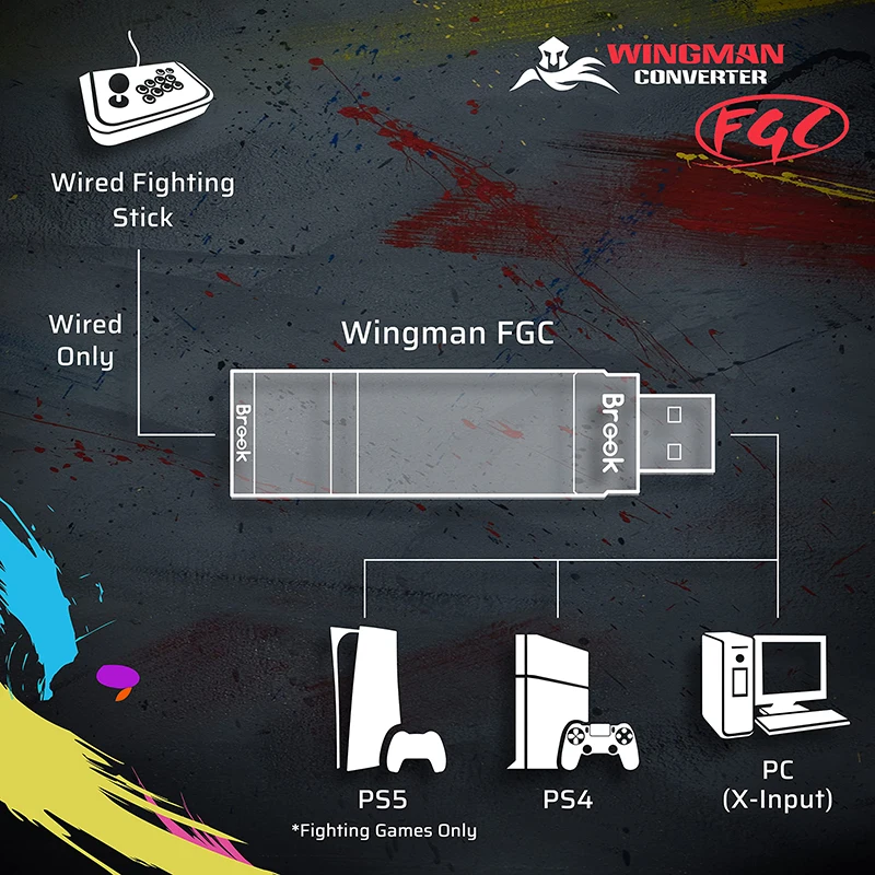 Punk Workshop Mini HitBox Controller With Brook Wingman FGC Adapter Kit For PC/PS4/PS5 Original PUNK WORKSHOP Chip and Button