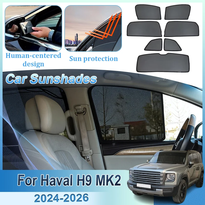 

Магнитная солнцезащитная шторка для автомобиля Haval H9 MK2 2-го поколения 2024-2026: защита от УФ-излучения, конфиденциальность, блокировка солнца, аксессуары