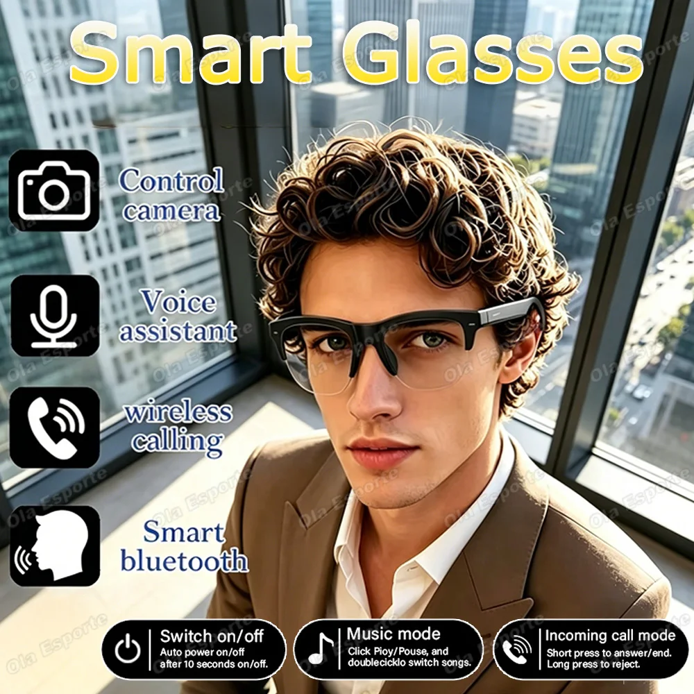 Ola Esporte Smart Bluetooth Glasses Touch Control Hands-Free Calls Music Remote Camera Voice Assistant Travel Sports Sunglasses