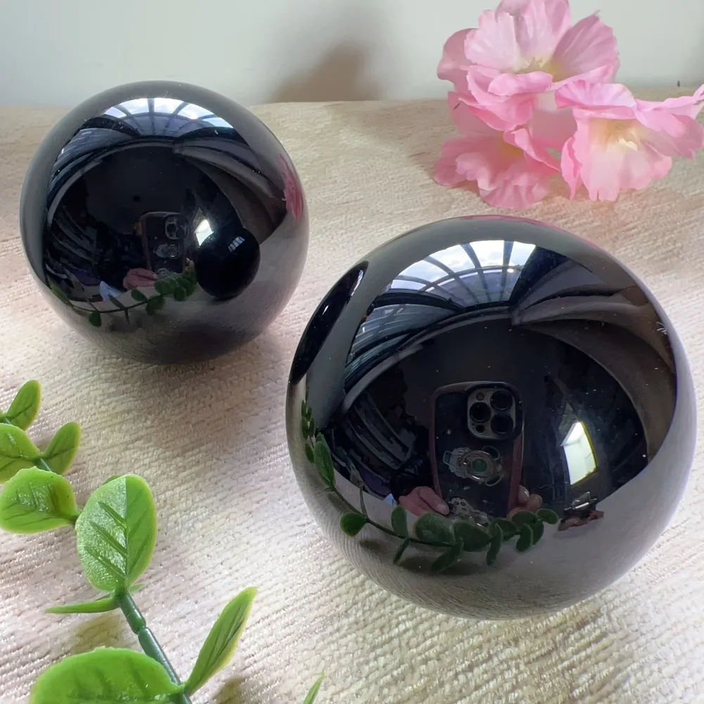 Natural Black Obsidian Sphere Healing Crystal Magic Ball Reiki Stones feng shui Sphere Collectibles Home Decor Without Base