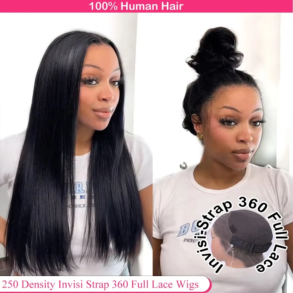 

Bone Straight Lace Frontal Wig 250 Density Invisible Strap 360 Full HD Lace Glueless Wig Straight Lace Front Human Hair Wig