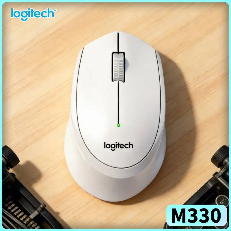 Logitech M330 Wireless Mouse 2.4GHz Silent Clicks Ergonomic Design Thick Frame for PC Mac Laptop Home Office Mat