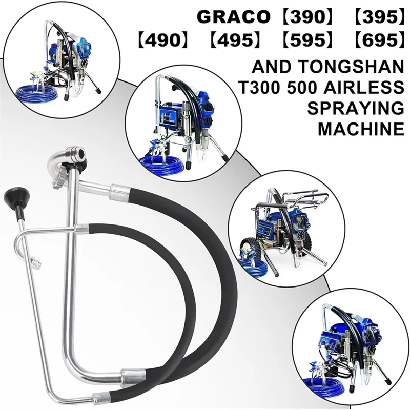 Conjuntos de mangueira de sucção e linha de refluxo de aço inoxidável A76X-Hromee, pulverizador de tinta mal ventilado-acessórios para 390 395 490 495 595 695