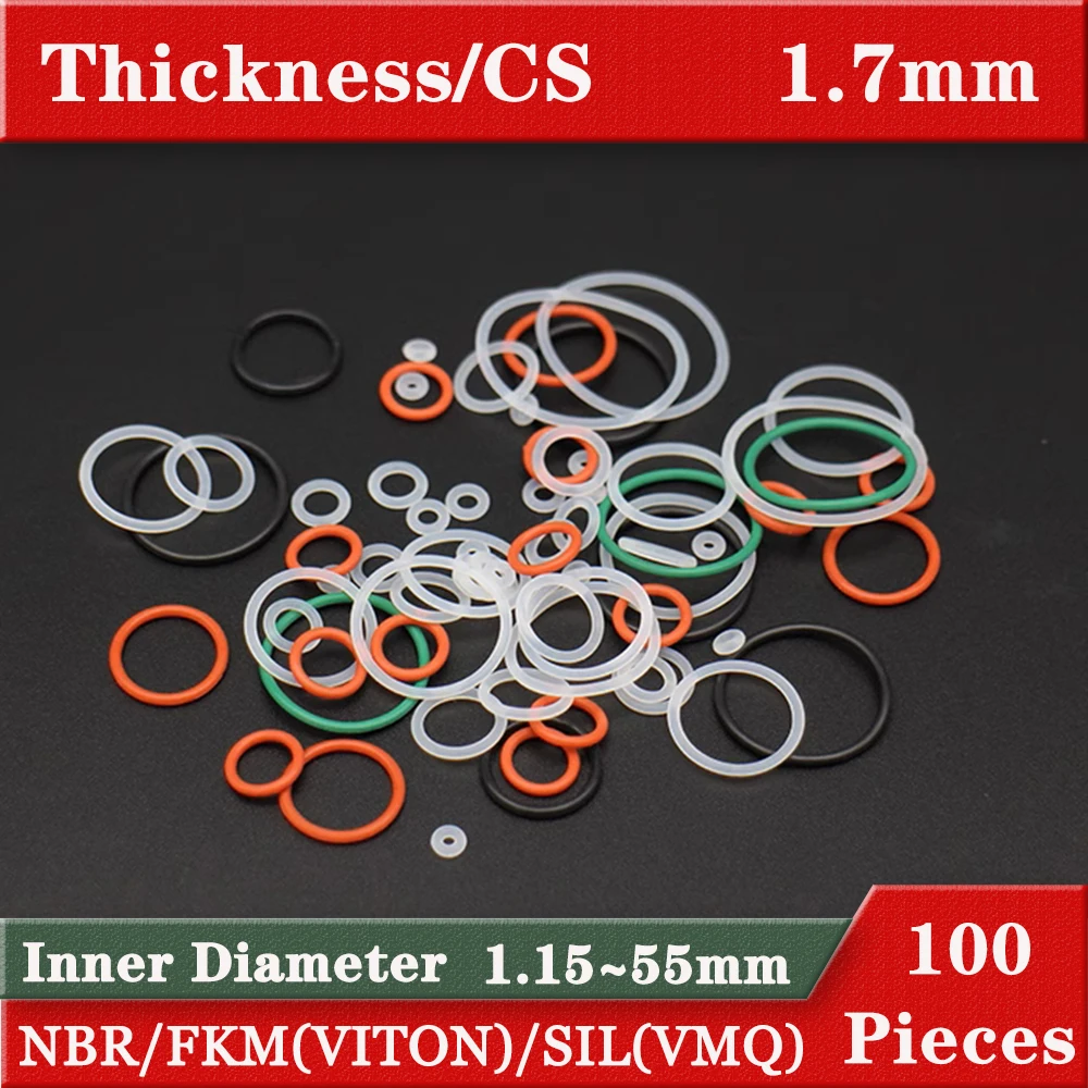 Rubber o rings Gasket Thickness 1.7mm inner diameter 1.15-55mm Silicon ring Fluororubber Nitrile Rubber o-ring Gaskets seal