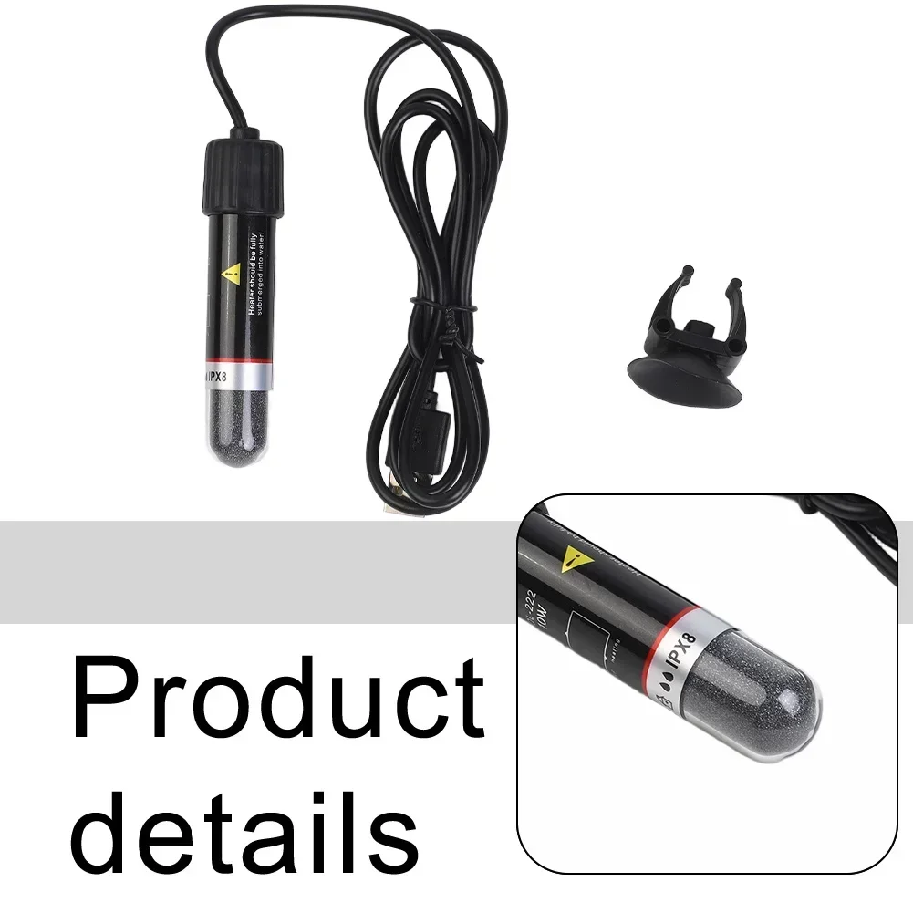 USB Power Heater Small Aquarium Heater Quartz Glass Material 10W Power Consumption Compact Fish Tank Heating Solution