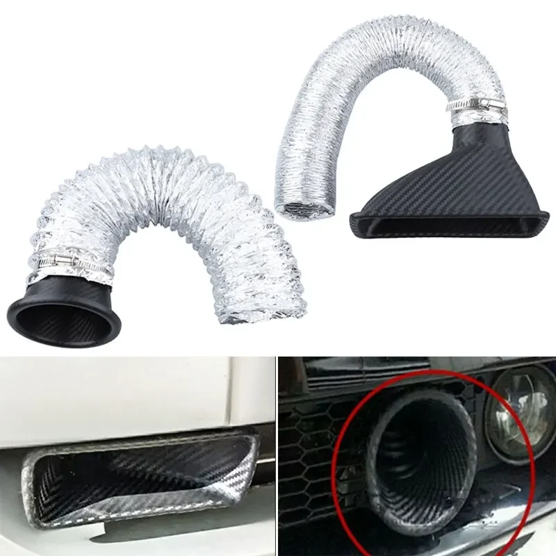 

Car Front Bumper Air Intake System Air Funnel Pipe Set Air Vent Tube Kit Universal Turbo Air Inlet Tuyere Round/Square Nozzles